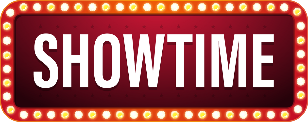 Showtime. Text with Electric Bulbs Frame Illustration